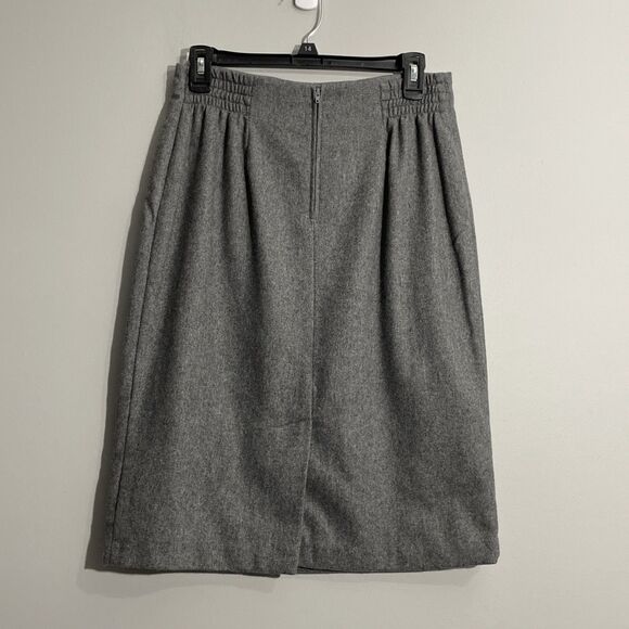 Villager by Liz Claiborne Gray Wool Skirt Sz 10P Vintage Lined Fall Cottagecore - Picture 2 of 10